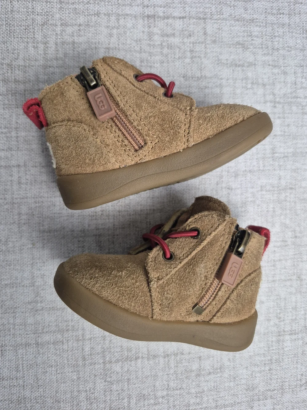 UGG Neumel II Chestnut Suede Side Zip Ankle Boots Infant Size 2/3